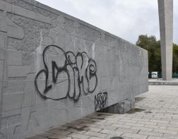 В Пензе вандалы исписали стелу у монумента «Росток»